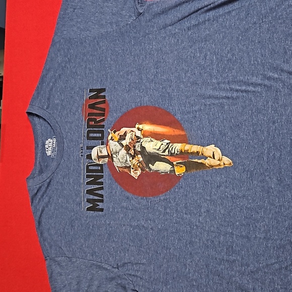 Star Wars The Mandalorian 2XL Mad Engine short sleeve blue Baby Yoda graphic tee - Picture 2 of 5